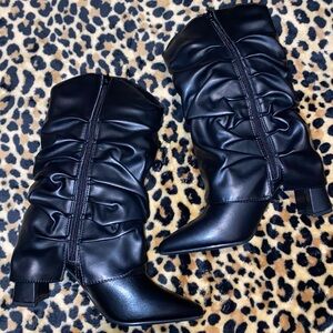 Asheville Overlay Boots - Black - 6 (originally $60) #ankleboots